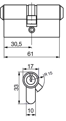 RD1620 Profil cylinder Ruko D12 (Serie 1200) - Målskitse