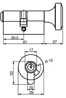 RD1602 Profil cylinder Ruko D12 (Serie 1200) - Målskitse