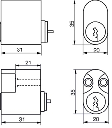 RD2602 Dobbelt Oval cylinder sæt Ruko D12 (Serie 1200) - Målskitse