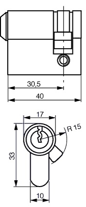 RD1600 Profil cylinder Ruko D12 (Serie 1200) - Målskitse