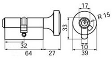 521 Profil cylinder Ruko (Serie 500) - Målskitse