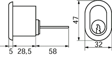 41670 Terrassedør cylinder Ruko Garant 10 - Målskitse