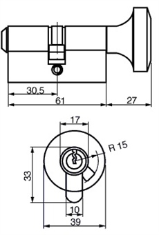 1602 Profil cylinder Ruko (Serie 600) - Målskitse