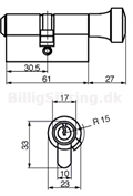 1605 Profil cylinder Ruko (Serie 600) - Målskitse