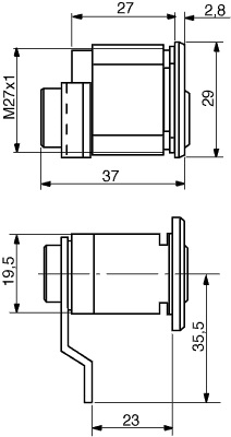Målskitse af 1607 Postkasse cylinder