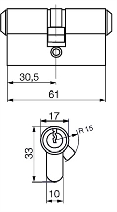 1620 Profil cylinder Ruko (Serie 600) - Målskitse