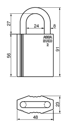 RD2641 Hængelås Ruko D12 (Serie 1200) - Målskitse
