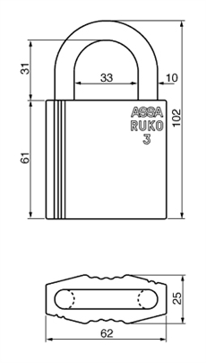 3641 Hængelås hus uden cylinder