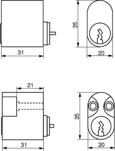 RG2602 Dobbelt Oval cylinder sæt Ruko Garant Plus - Målskitse